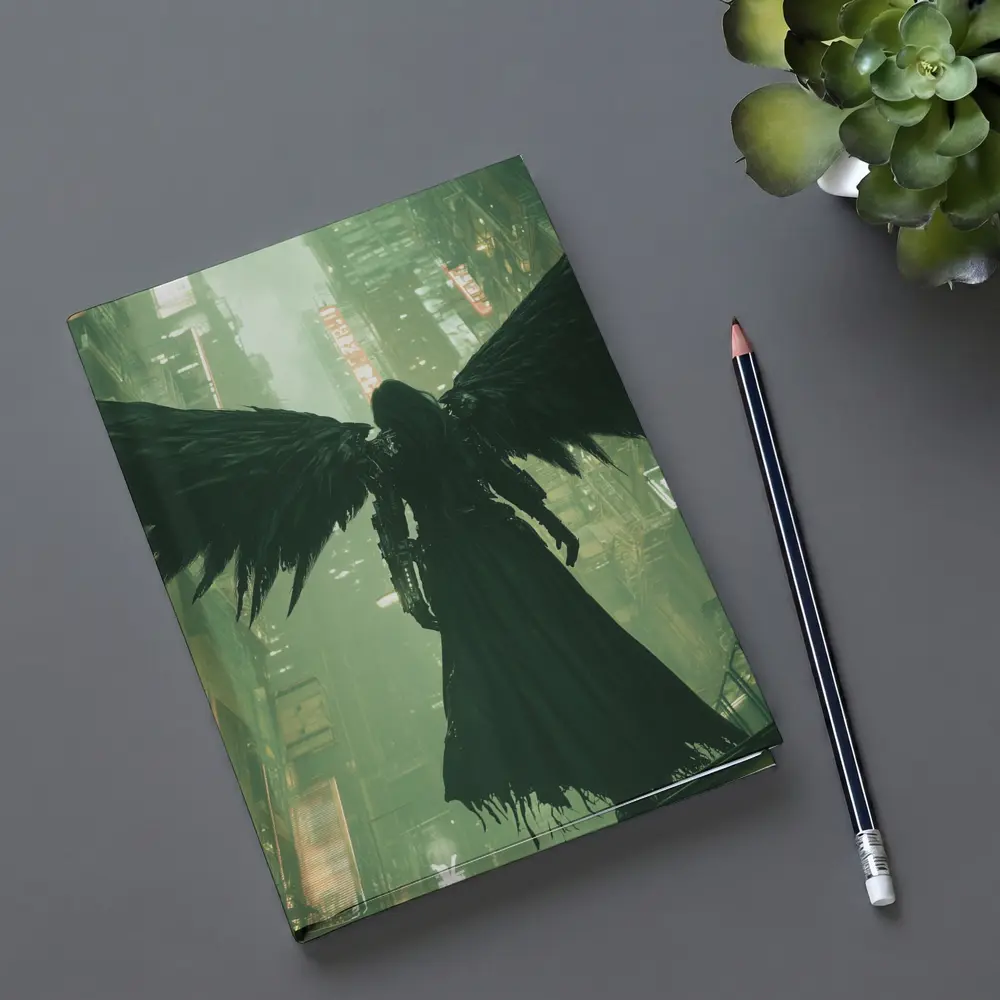 Dark Angel Black Wings Cyberpunk City – Notebooks