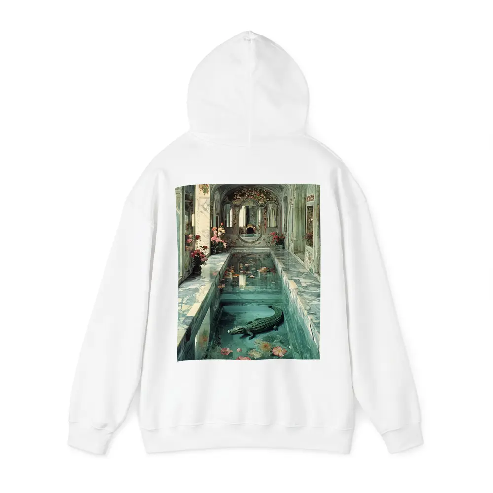 Crocodile In Ornate Marble Palace Pool – Hoodies