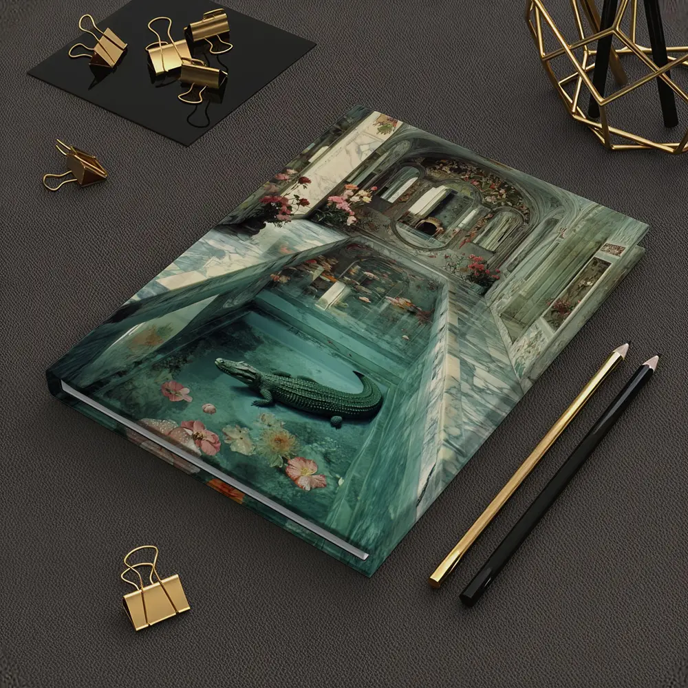 Crocodile In Ornate Marble Palace Pool – Notebooks