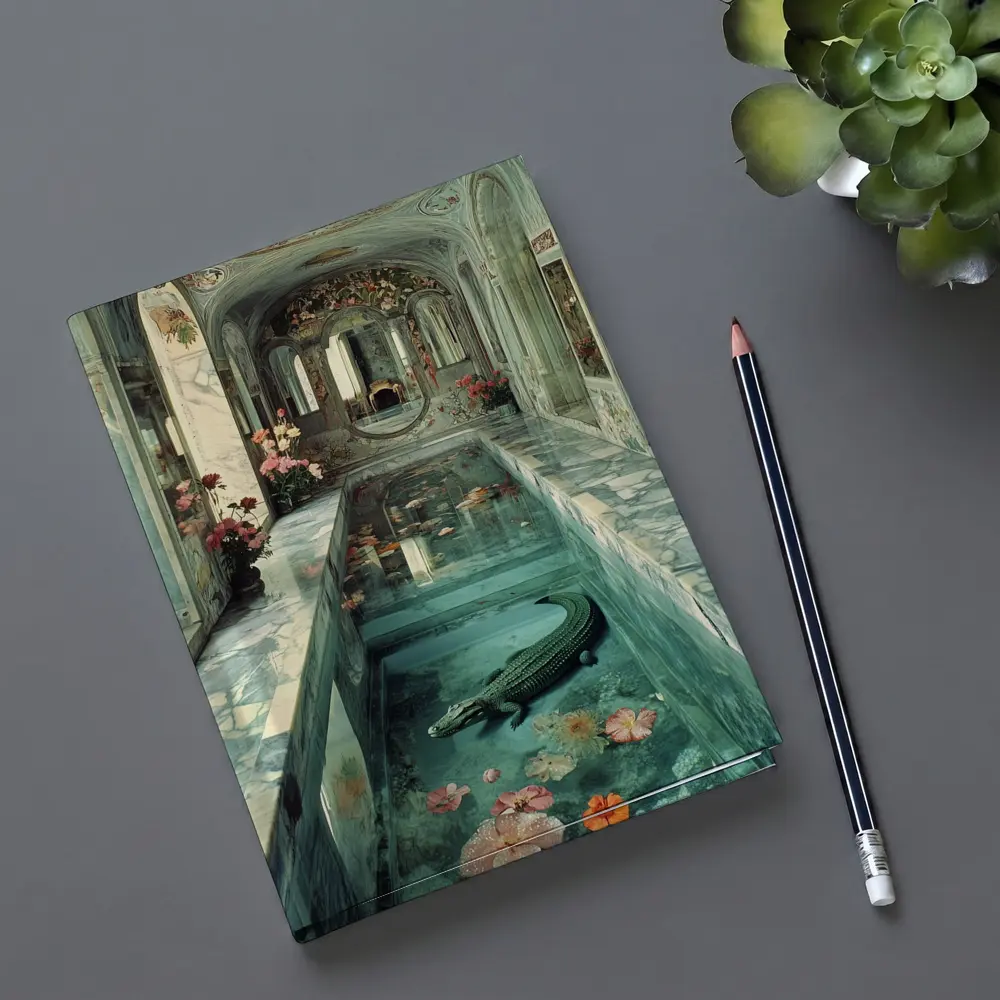 Crocodile In Ornate Marble Palace Pool – Notebooks