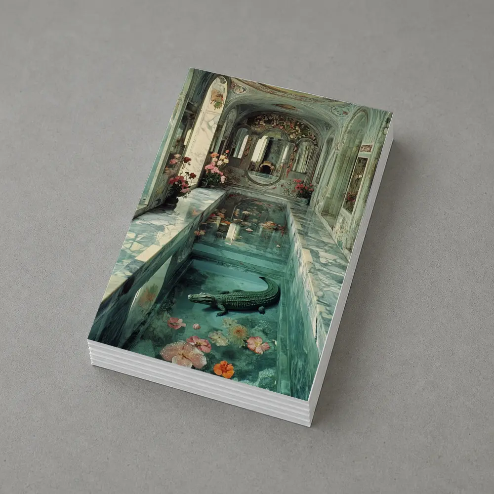 Crocodile In Ornate Marble Palace Pool – Postcards