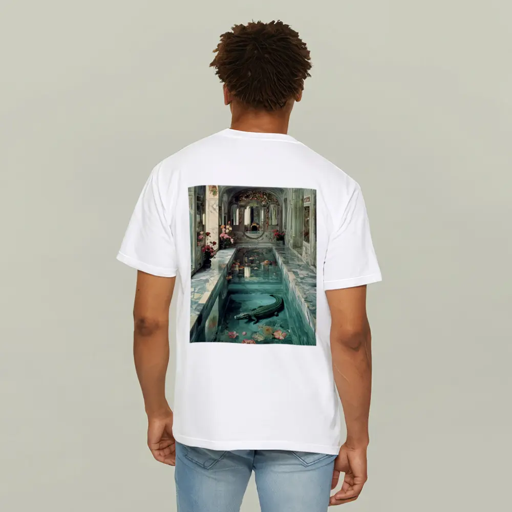 Crocodile In Ornate Marble Palace Pool – T-Shirts