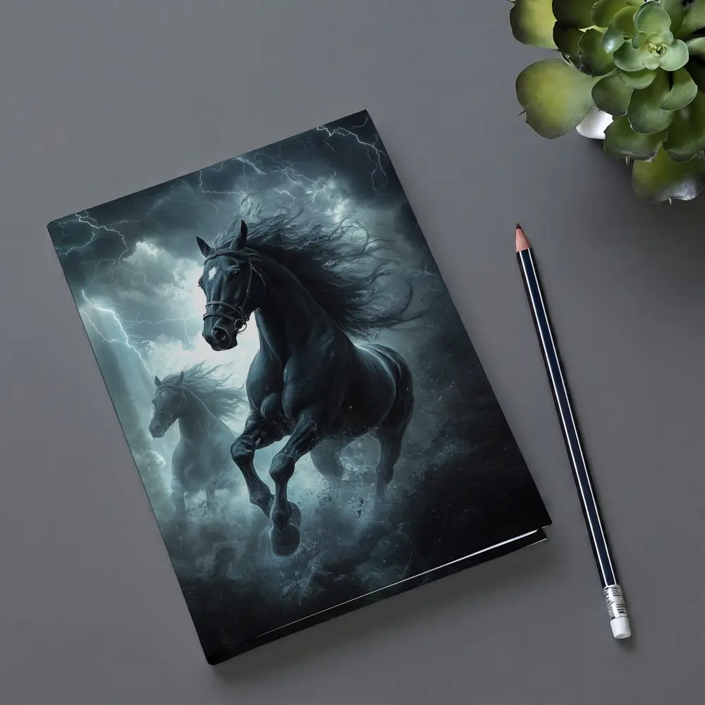 Black Horses Running Through Lightning Storm – Notebooks