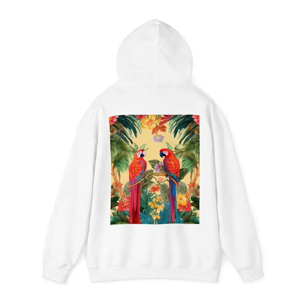 Scarlet Macaw Parrots Tropical Floral Botanical Art – Hoodies