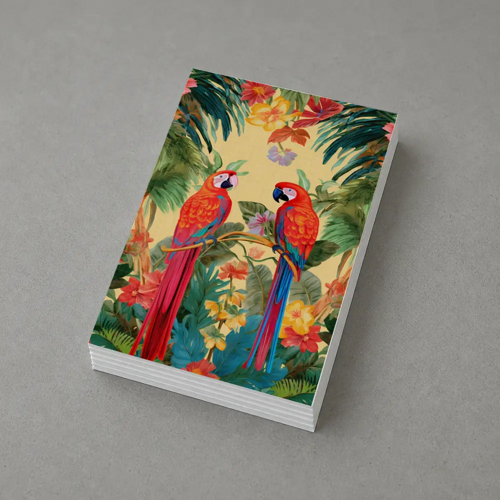 Scarlet Macaw Parrots Tropical Floral Botanical Art – Postcards