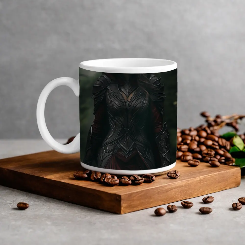 Dark Female Warrior Red Hood Forest Fantasy – Mugs