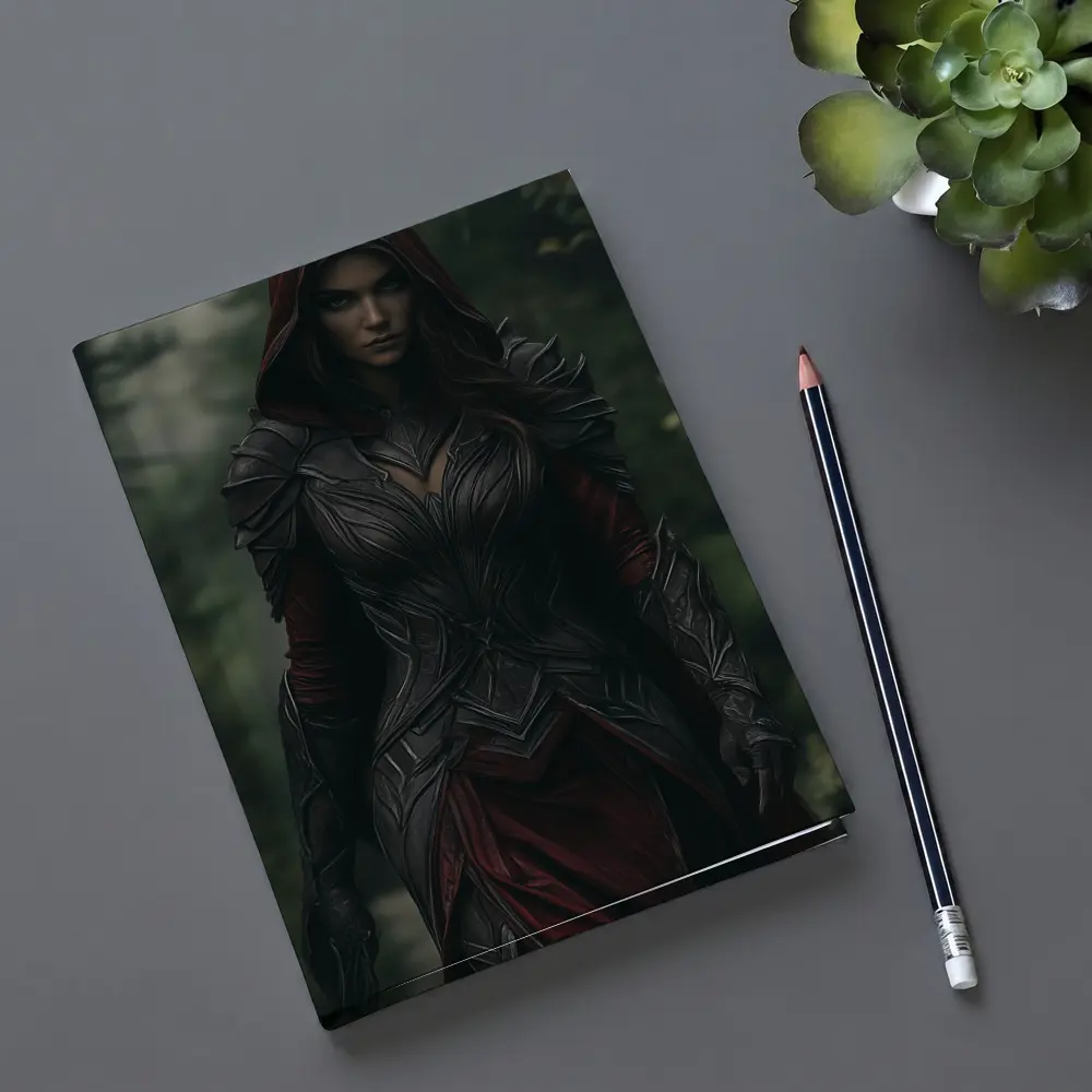 Dark Female Warrior Red Hood Forest Fantasy – Notebooks