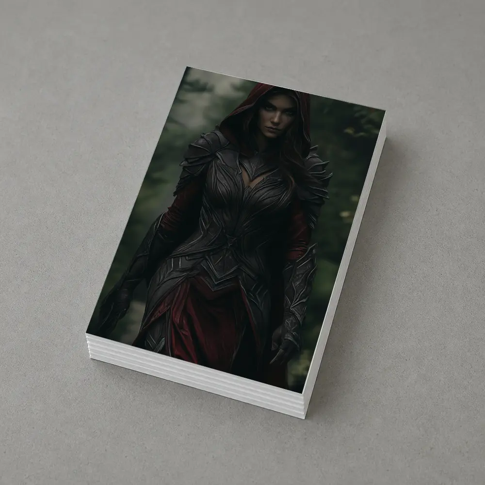 Dark Female Warrior Red Hood Forest Fantasy – Postcards