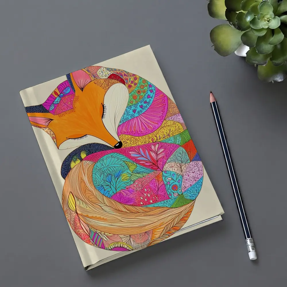 Sleeping Fox Colorful Floral Pattern Art – Notebooks