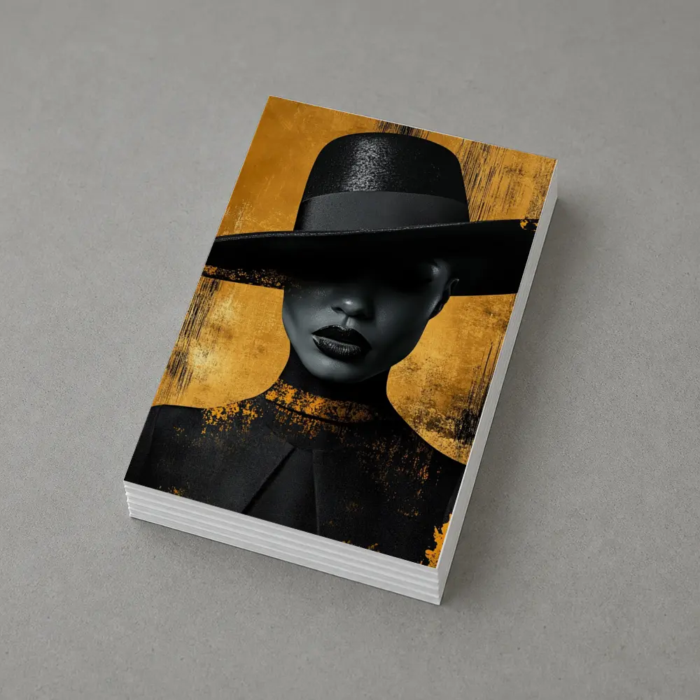 Black Woman Wide Hat Gold Background Art – Postcards