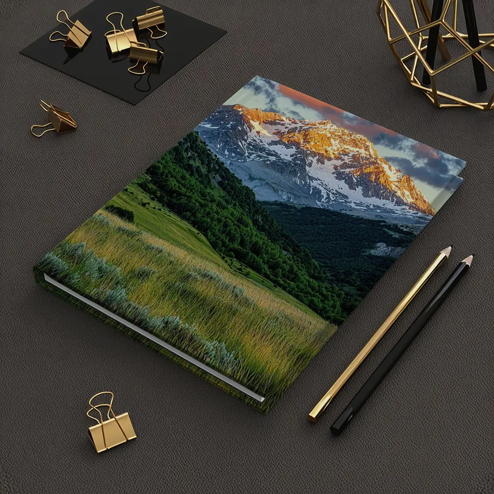 Snow Capped Mountain Peak Green Valley Landscape – Notebooks