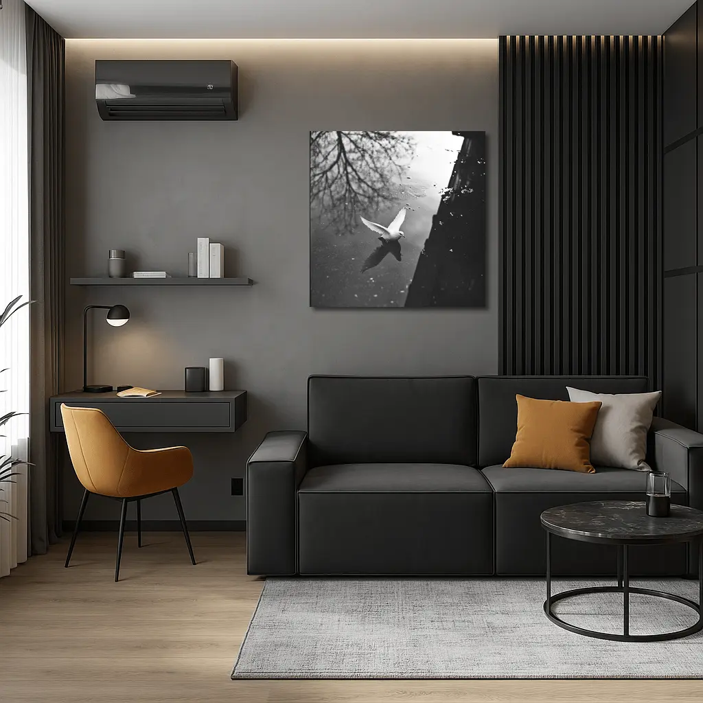 White Dove Flying Over Dark Water – Wall Art