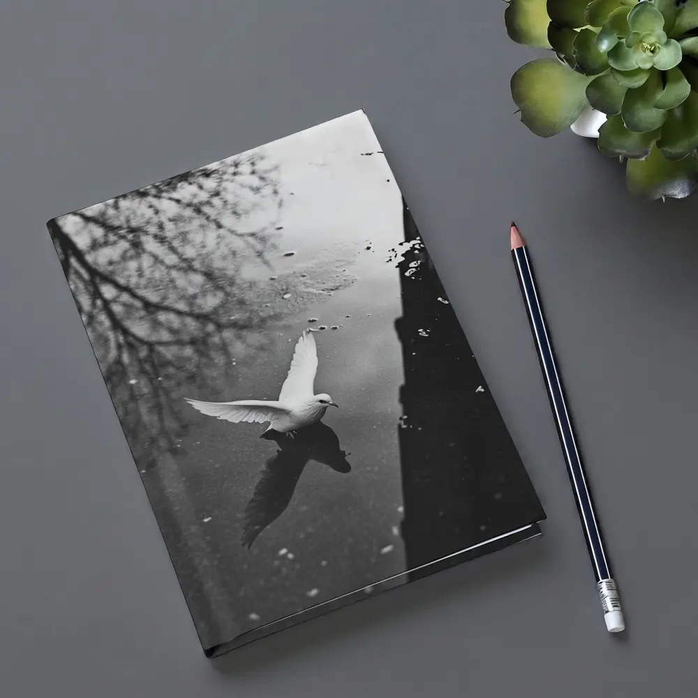 White Dove Flying Over Dark Water – Notebooks