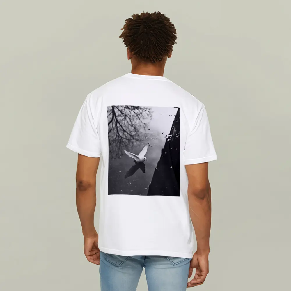 White Dove Flying Over Dark Water – T-Shirts