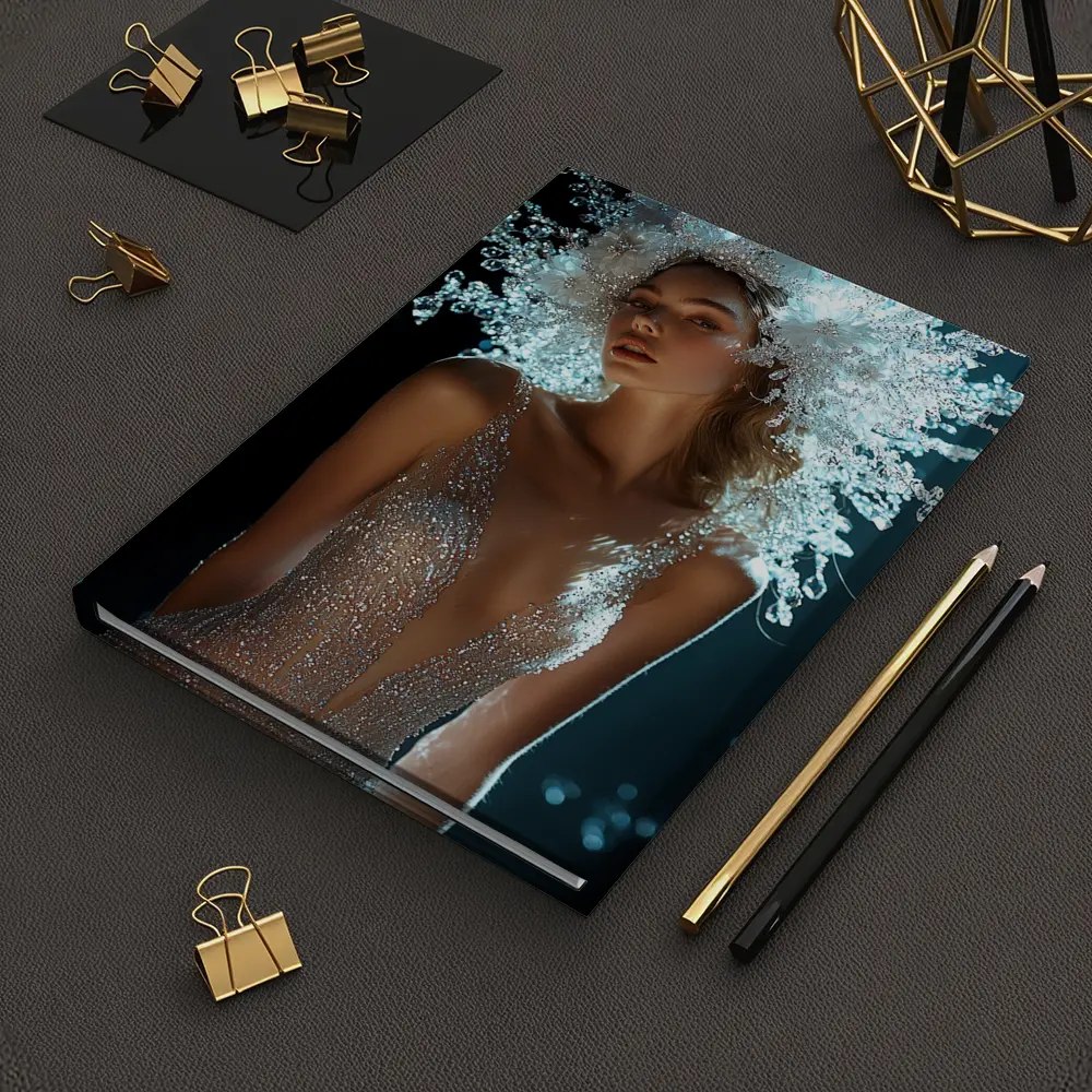 Woman Crystal Crown Gown Dark Background – Notebooks