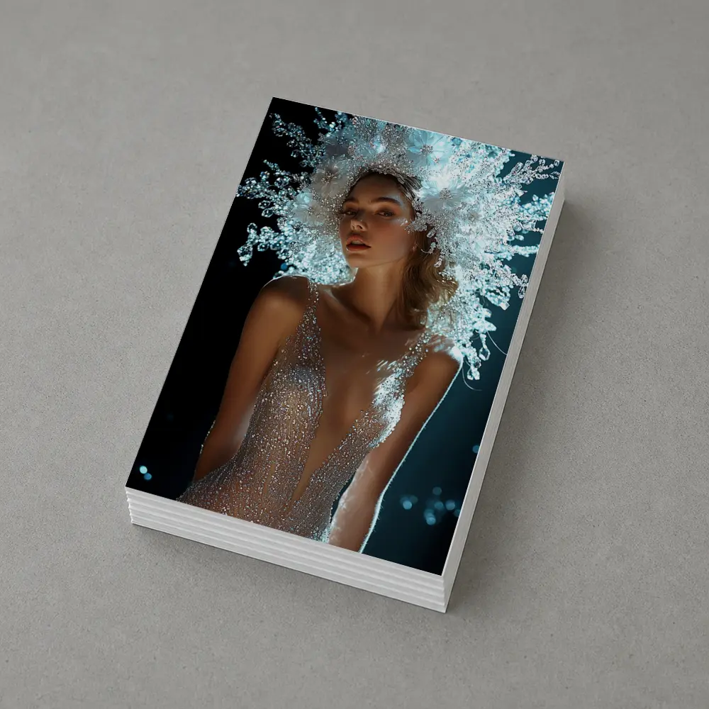 Woman Crystal Crown Gown Dark Background – Postcards