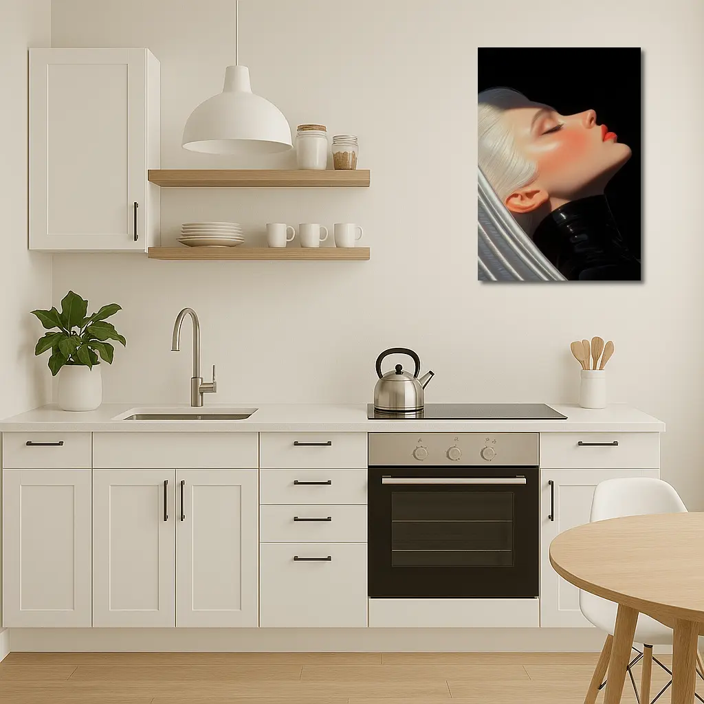 Blonde Woman Portrait Black Background Art – Wall Art