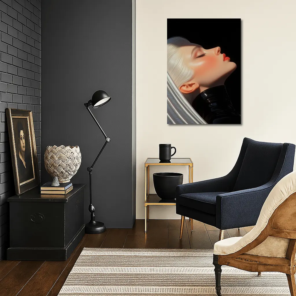 Blonde Woman Portrait Black Background Art – Wall Art