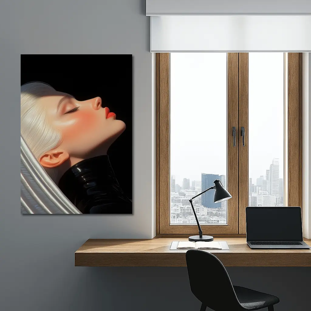 Blonde Woman Portrait Black Background Art – Wall Art