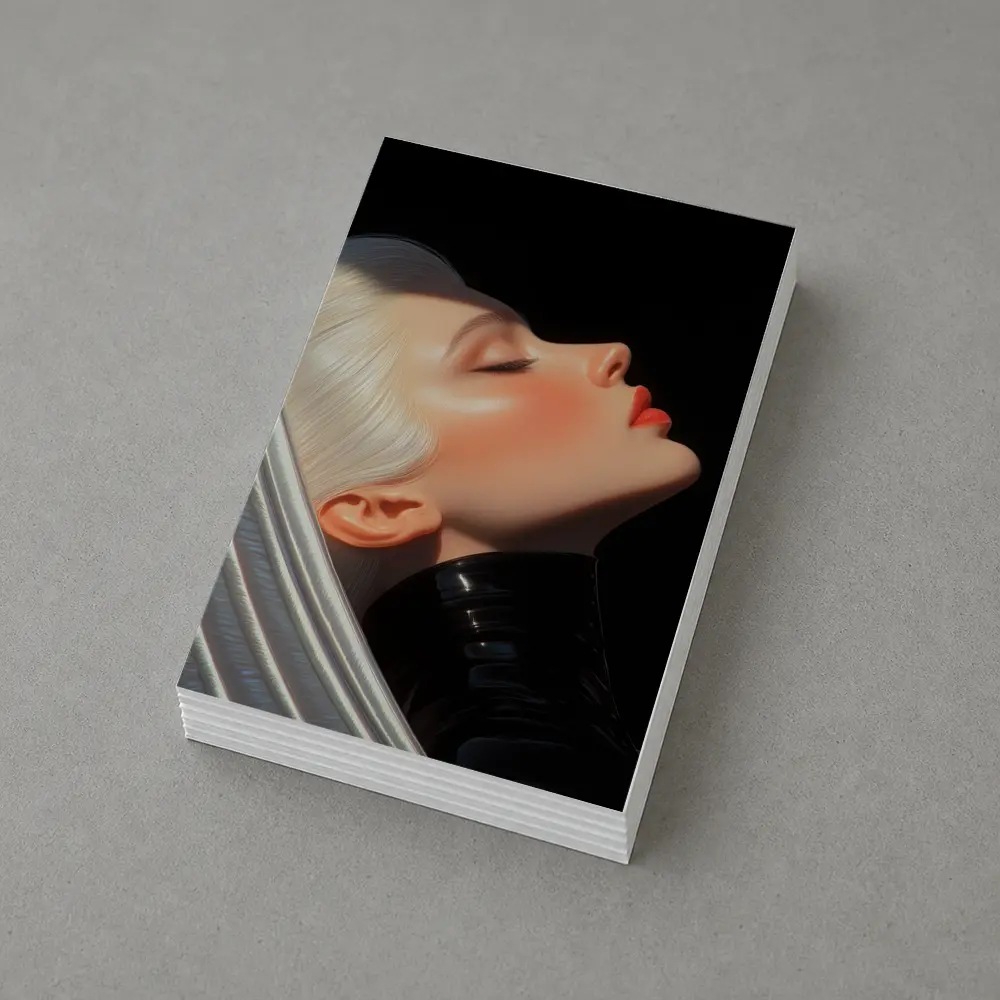 Blonde Woman Portrait Black Background Art – Postcards