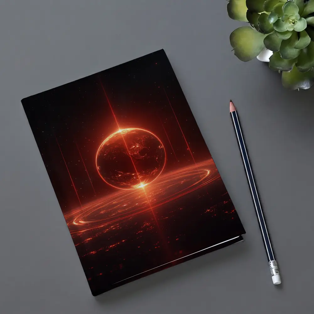 Red Glowing Planet Dark Space Art – Notebooks