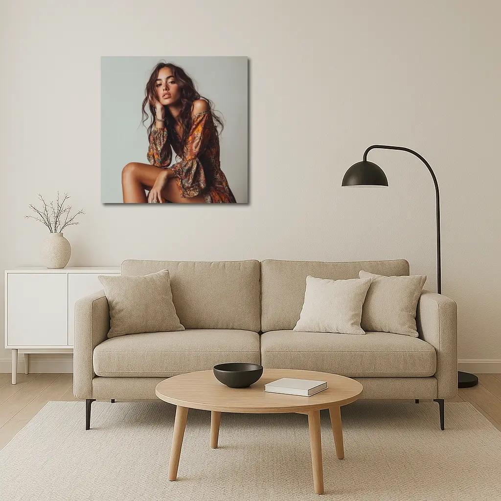 Boho Woman Paisley Dress Neutral Studio – Wall Art