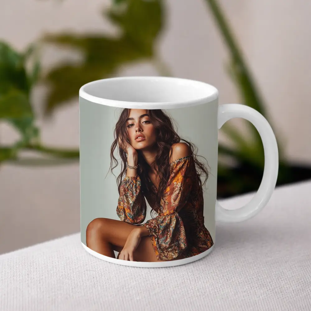 Boho Woman Paisley Dress Neutral Studio – Mugs