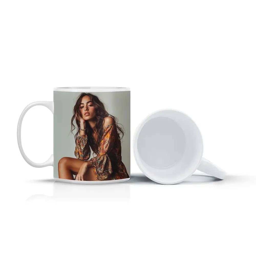 Boho Woman Paisley Dress Neutral Studio – Mugs