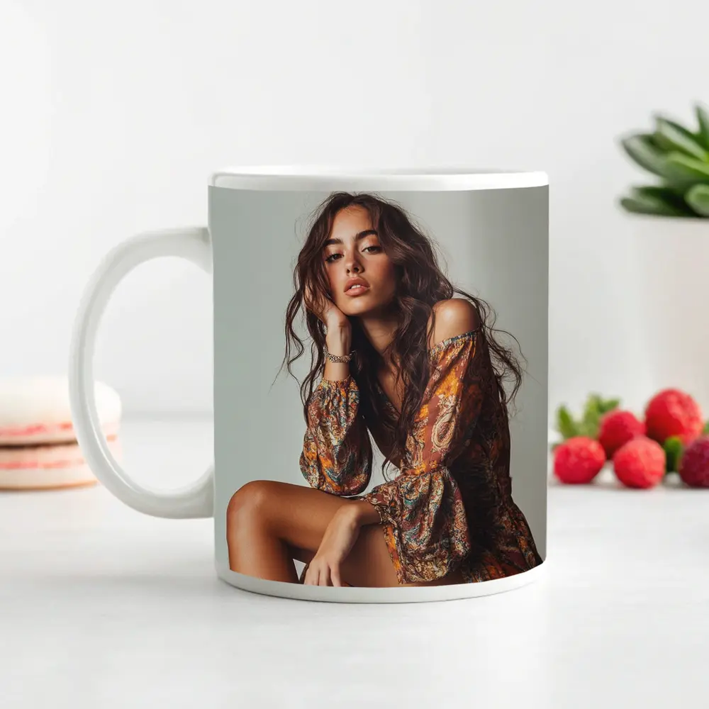 Boho Woman Paisley Dress Neutral Studio – Mugs