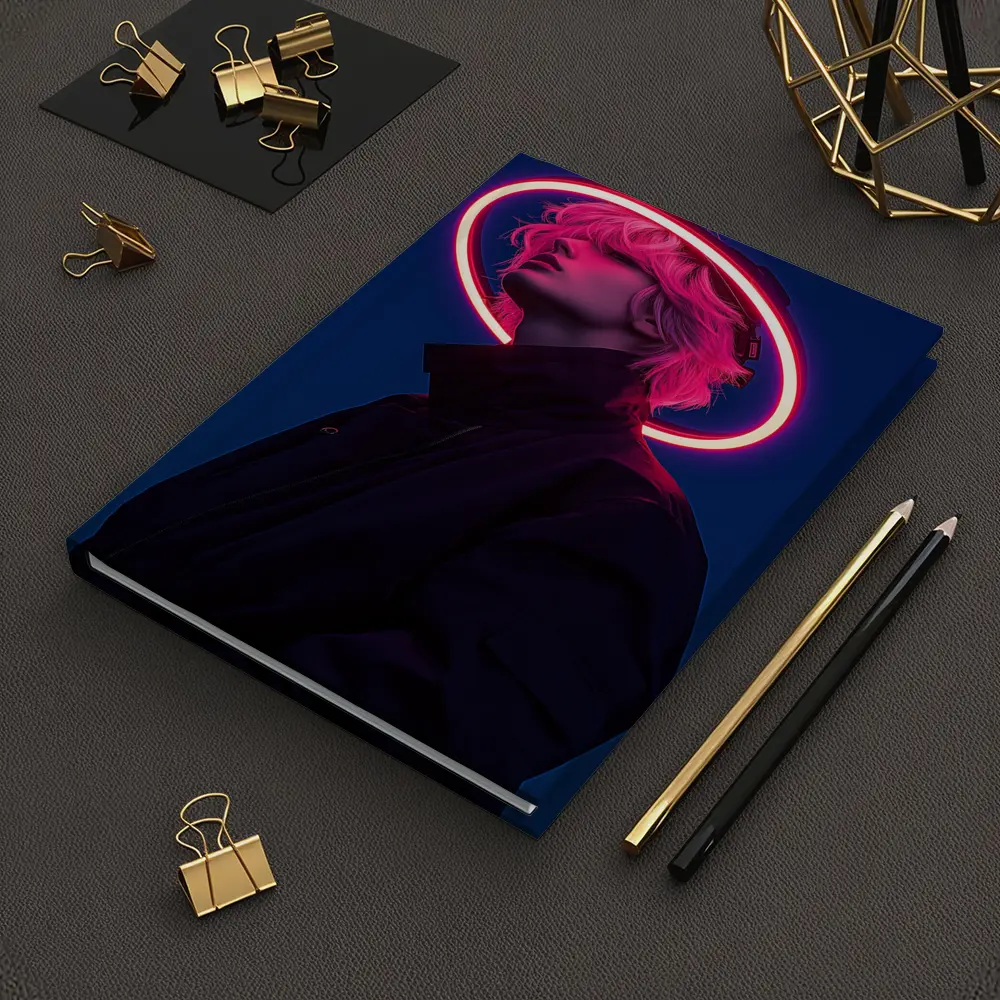 Neon Halo Figure Dark Blue Night Sky – Notebooks