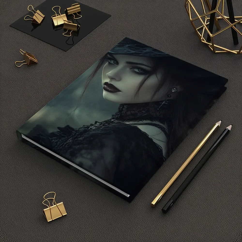 Gothic Woman Dark Hat Moody Forest – Notebooks