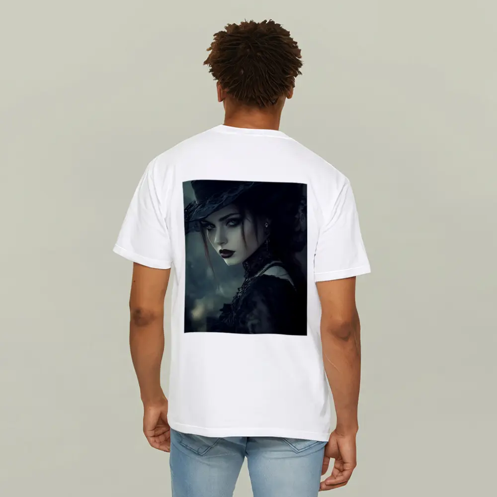 Gothic Woman Dark Hat Moody Forest – T-Shirts