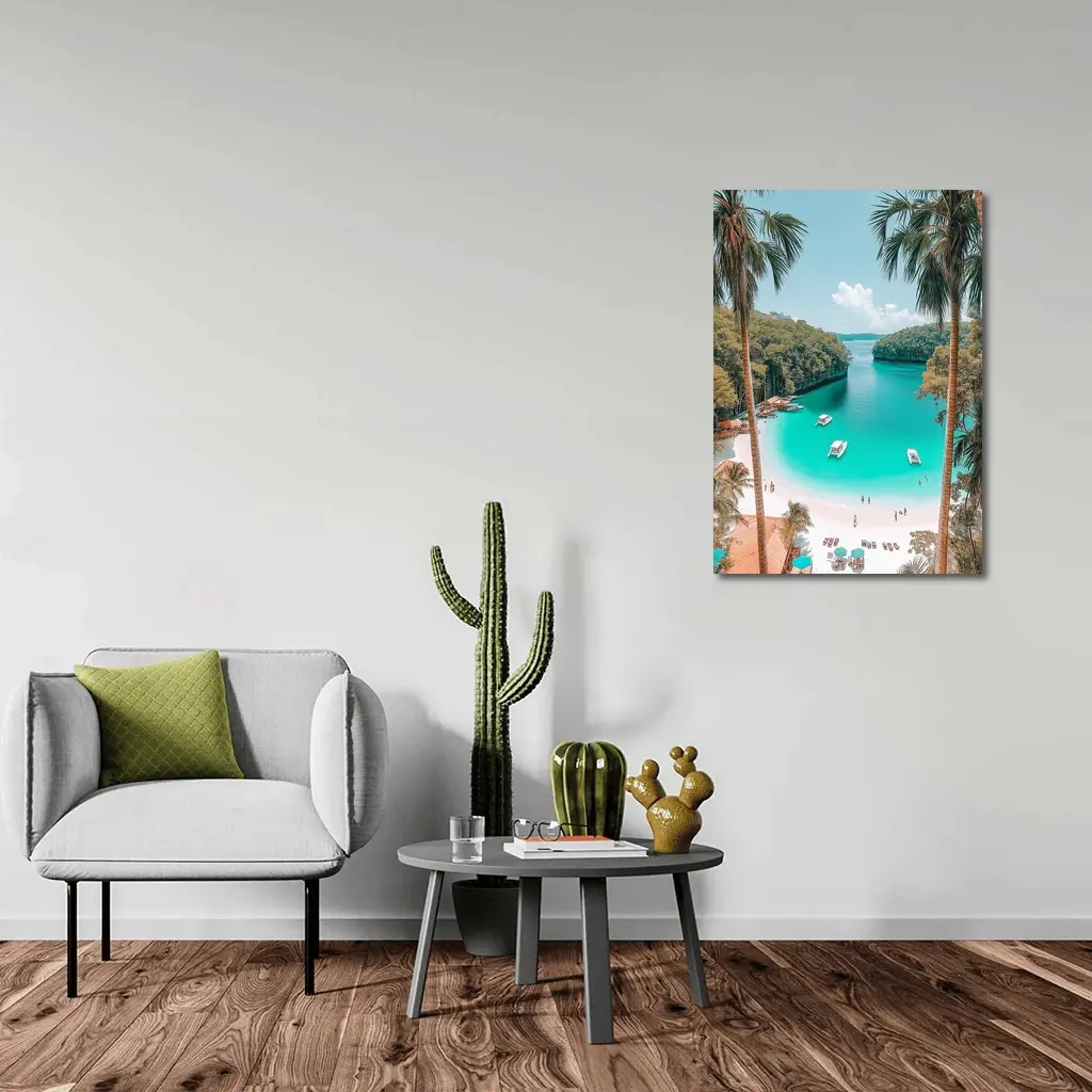 Tropical Beach Turquoise Lagoon Palm Trees – Wall Art