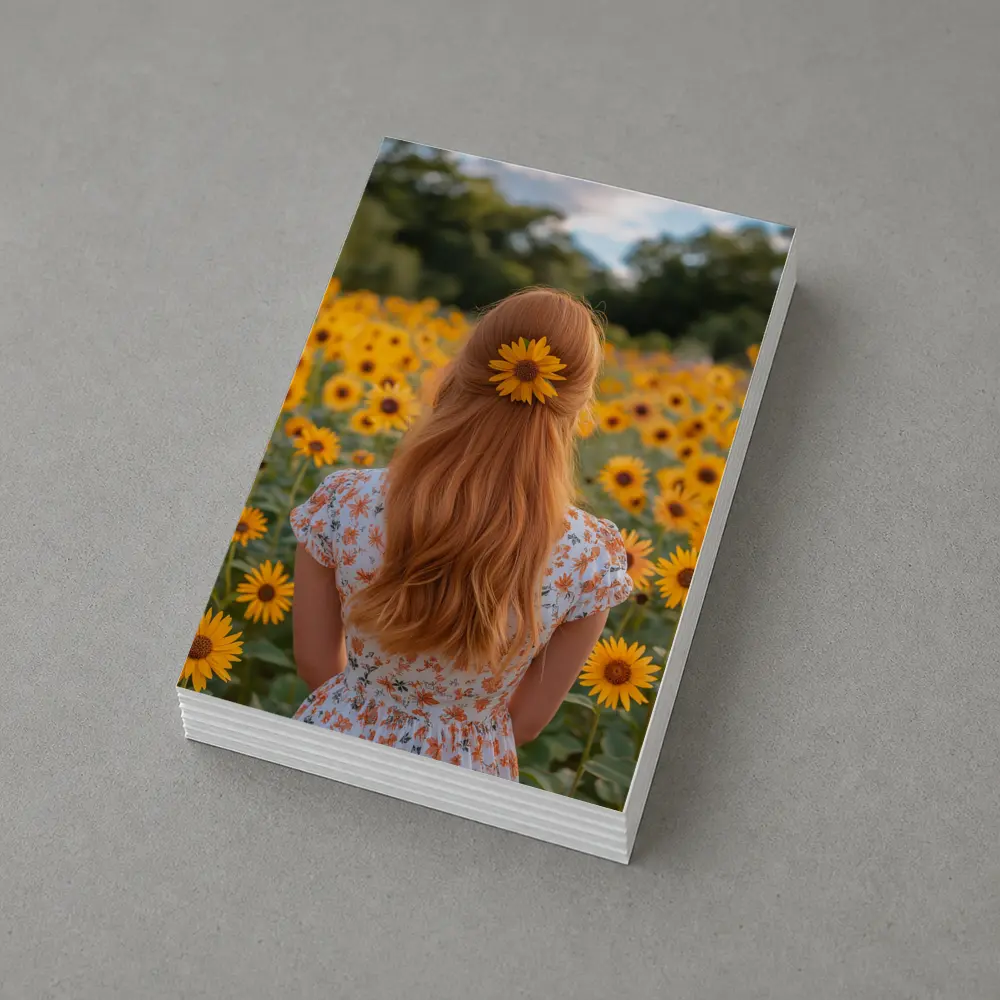 Red Hair Girl Sunflower Field Summer – Postcards