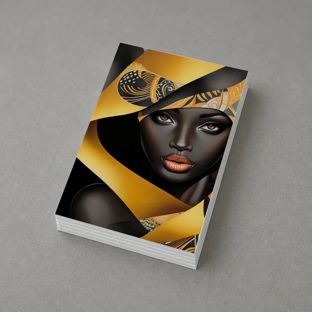 Black Woman Gold Ribbons Abstract Art – Postcards