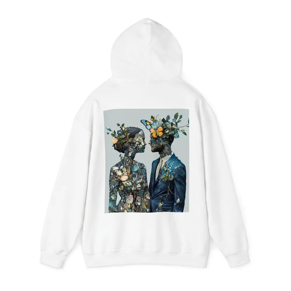 Couple Floral Collage Art Blue Tones – Hoodies