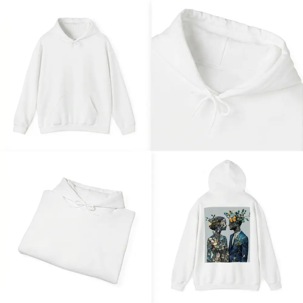 Couple Floral Collage Art Blue Tones – Hoodies