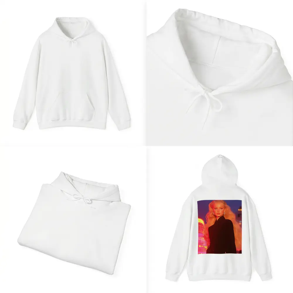 Blonde Woman Black Blazer Neon City Night – Hoodies
