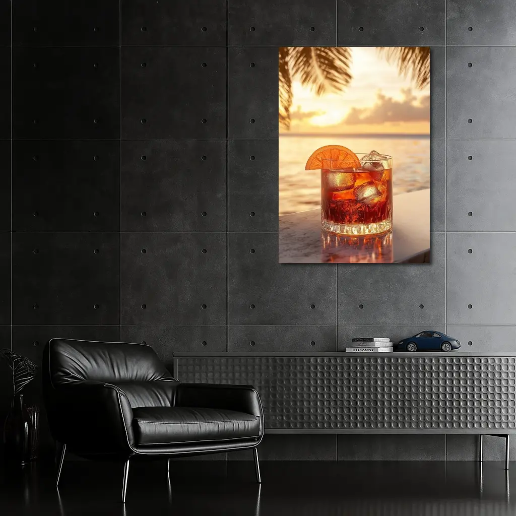 Negroni Cocktail Tropical Beach Sunset Bar – Wall Art
