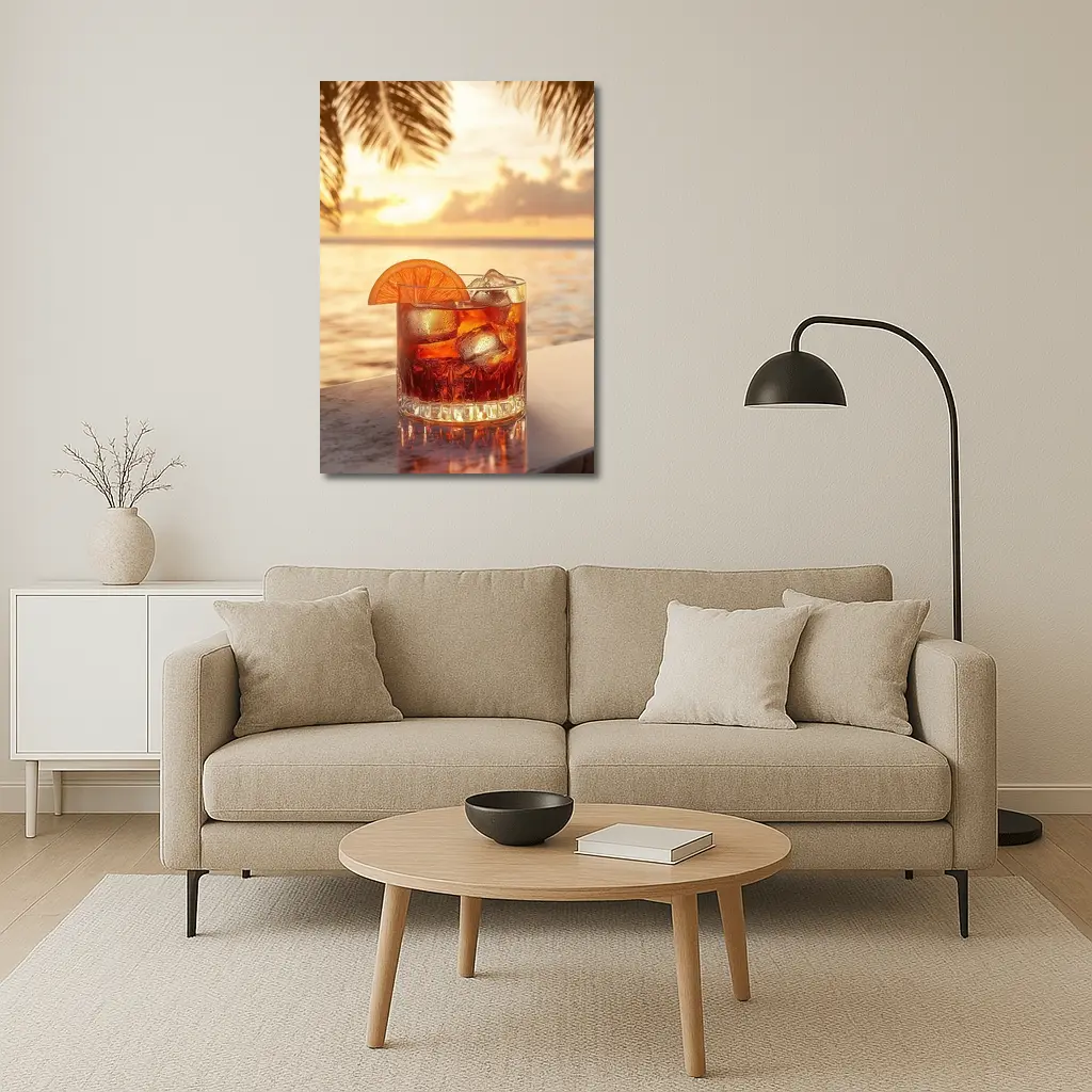 Negroni Cocktail Tropical Beach Sunset Bar – Wall Art