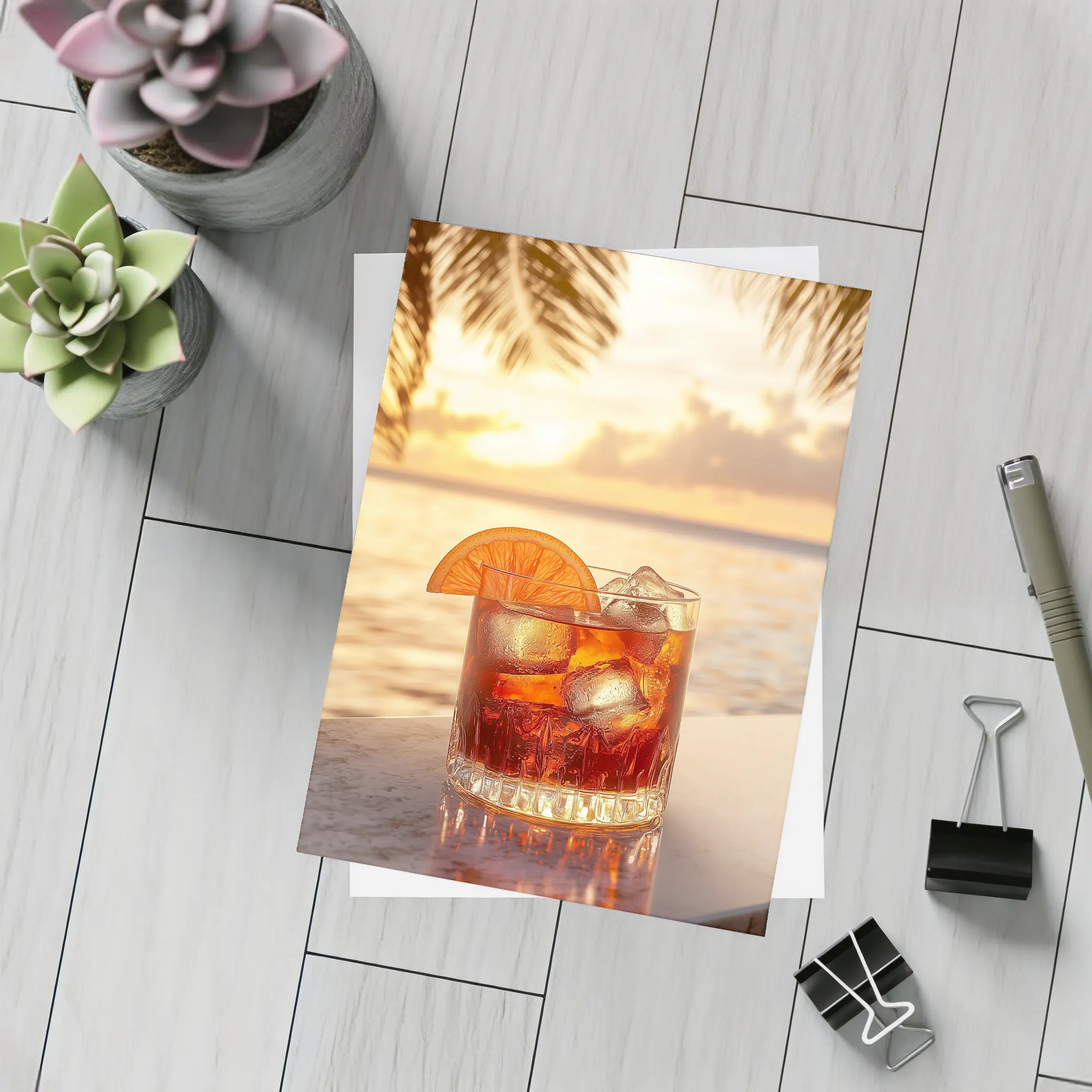 Negroni Cocktail Tropical Beach Sunset Bar – Postcards