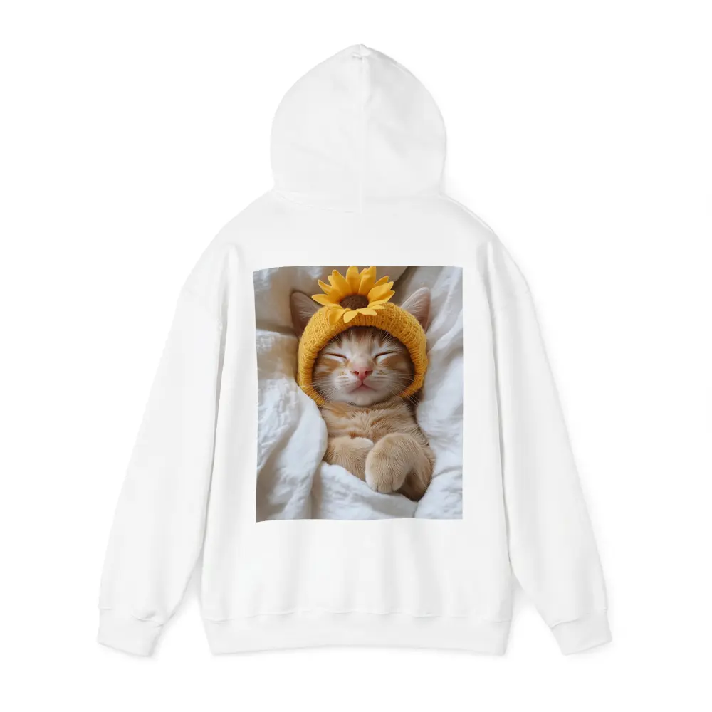 Sleeping Ginger Cat Sunflower Hat White Bedding – Hoodies