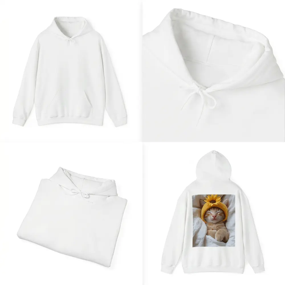 Sleeping Ginger Cat Sunflower Hat White Bedding – Hoodies