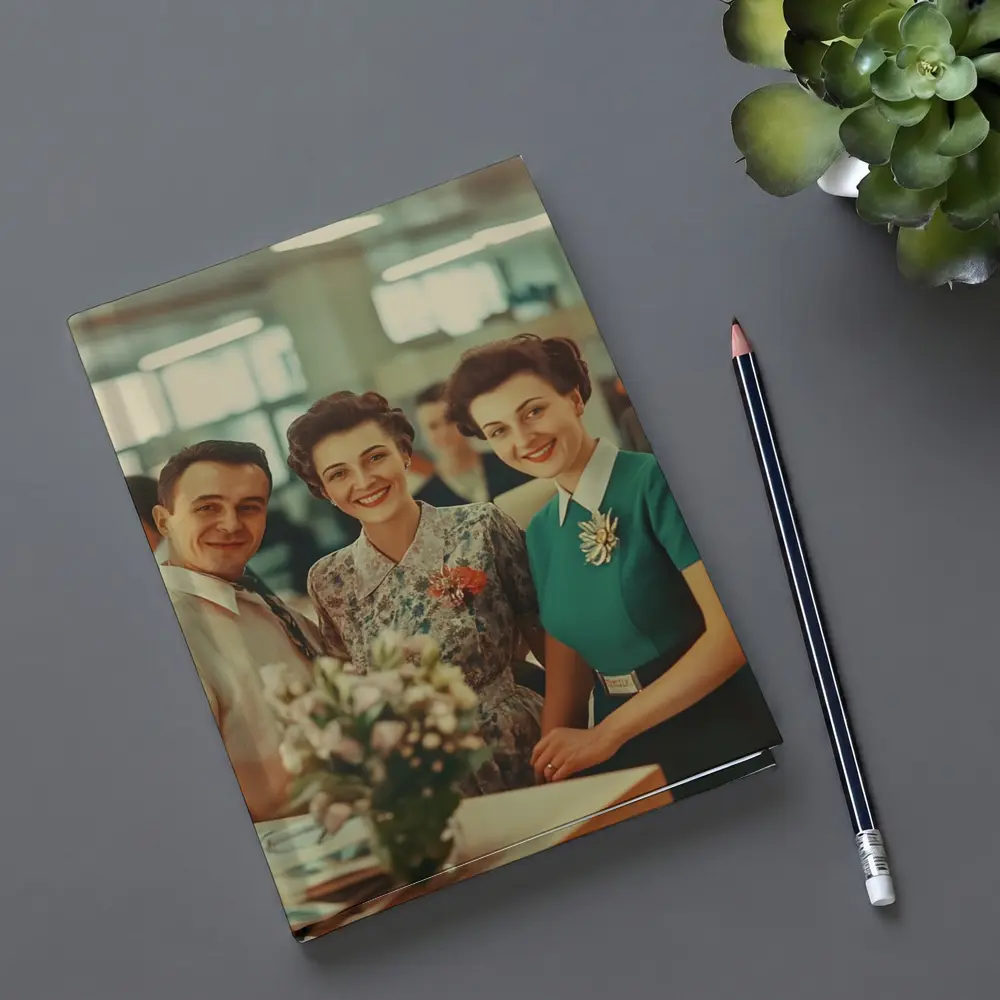 Retro Fifties Office Workers Smiling Together – Notebooks
