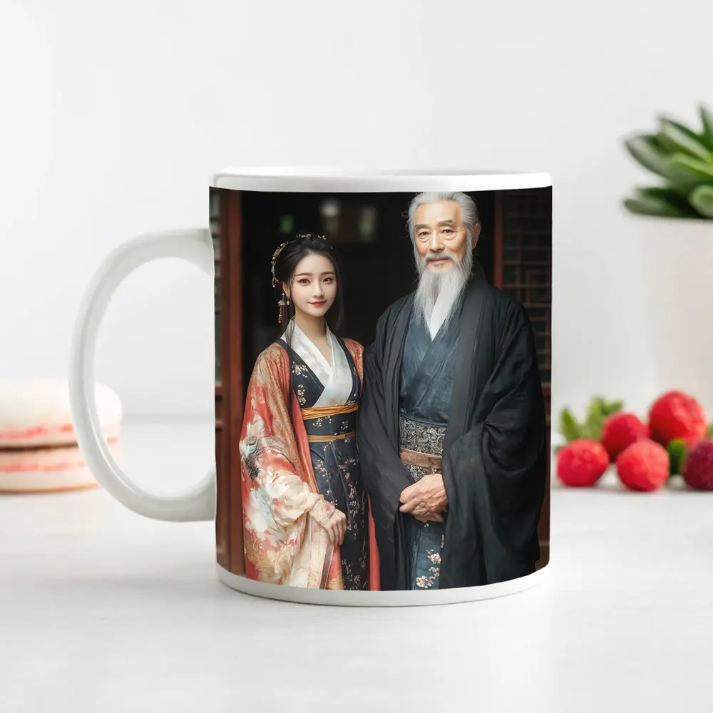 Traditional Chinese Hanfu Couple Ancient Courtyard – Mugs