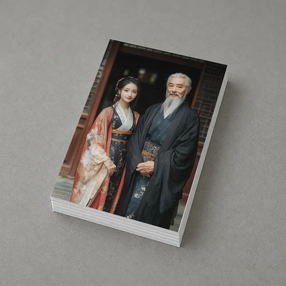 Traditional Chinese Hanfu Couple Ancient Courtyard – Postcards