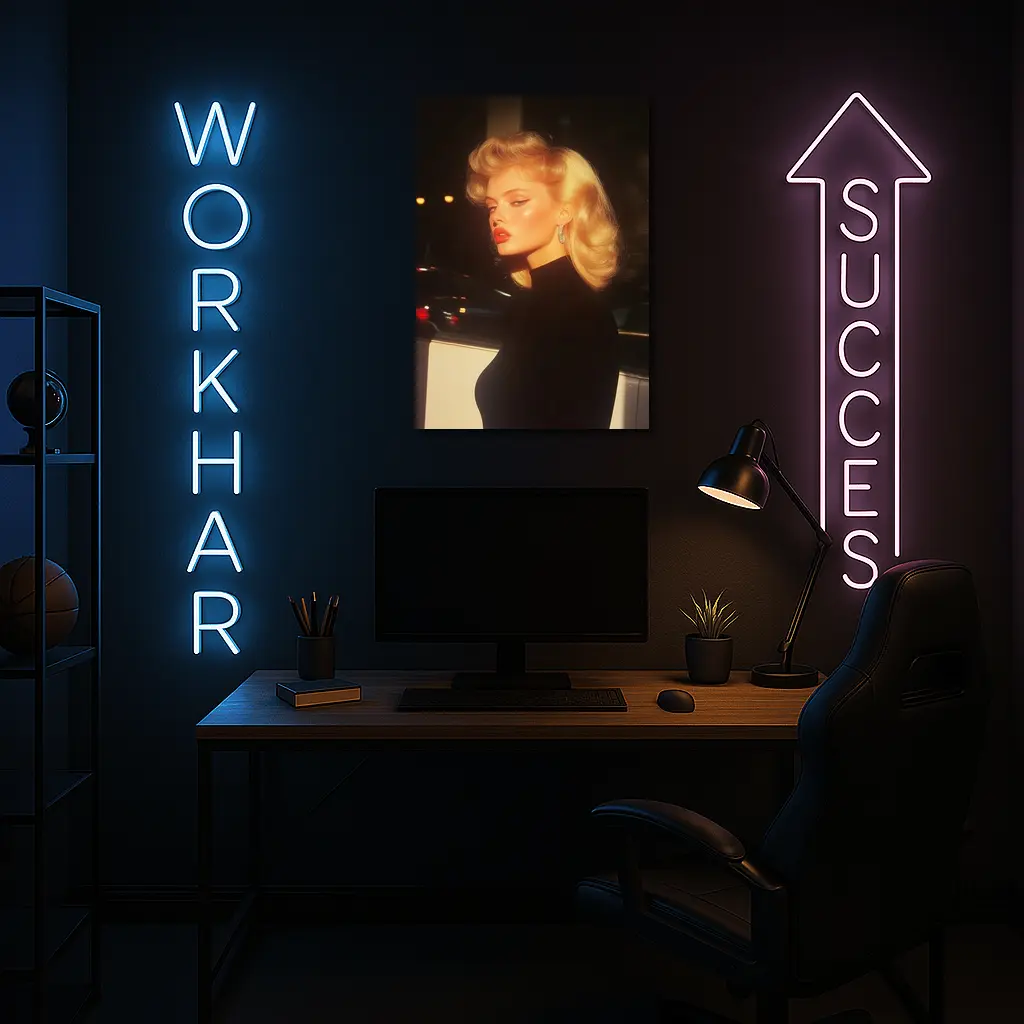 Blonde Woman Black Dress Night City – Wall Art