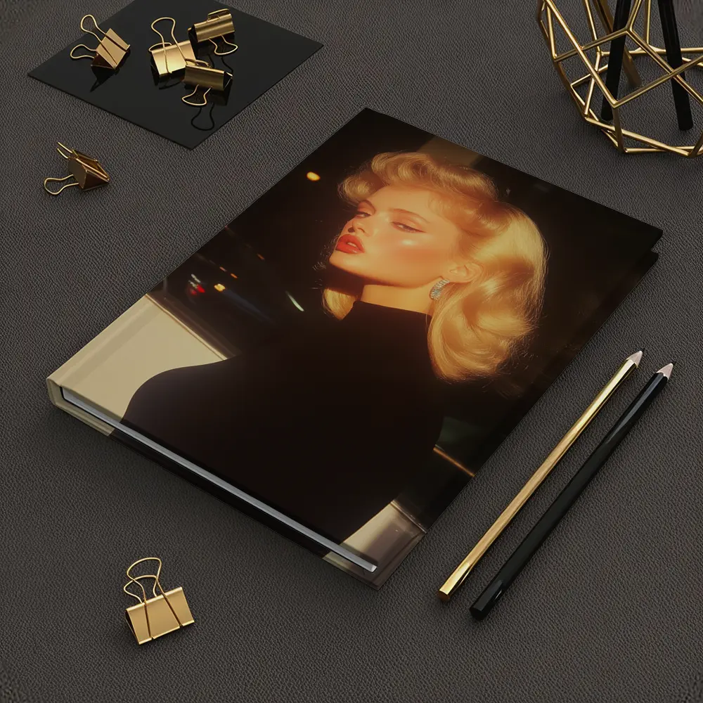 Blonde Woman Black Dress Night City – Notebooks