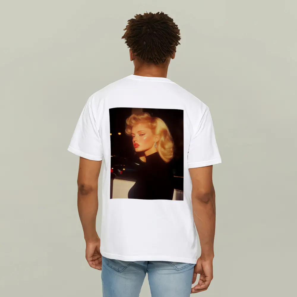 Blonde Woman Black Dress Night City – T-Shirts