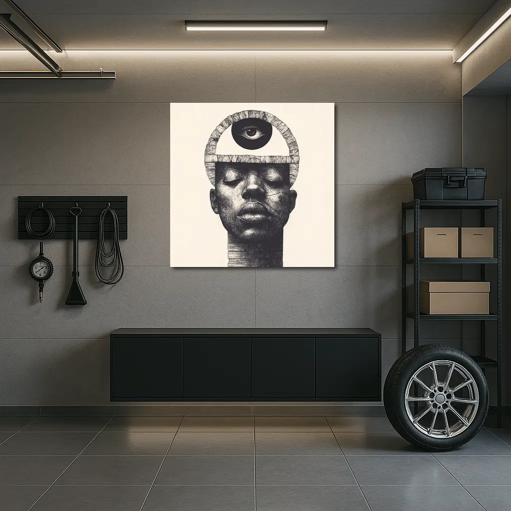 Third Eye Portrait Black White Surreal Art – Wall Art